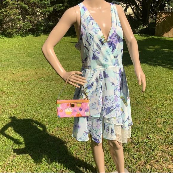 NWT $138 BCBGeneration | Aquashell | Racerback Tiered Lace Inset Dress | 10 - Picture 5 of 15